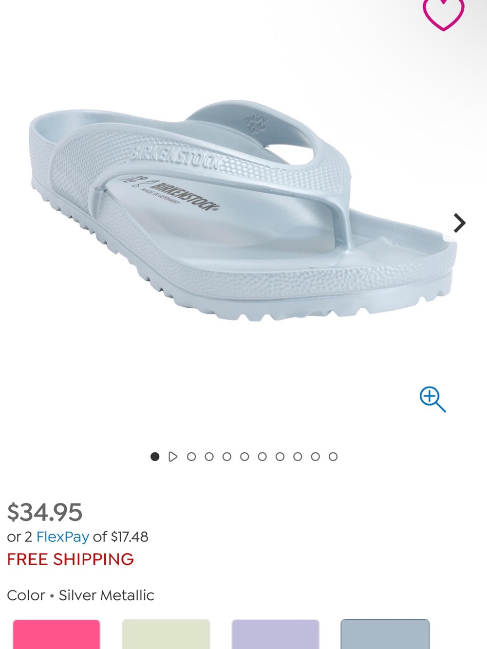 Birkenstock Silver Metallic EVA Gizeh Thong Sandal
